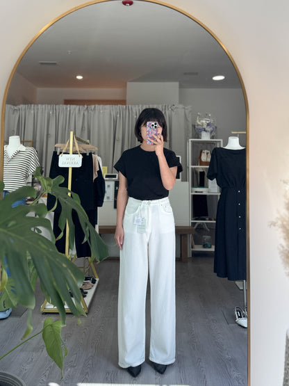 Linen Wide White Pants - AdoreMeU
