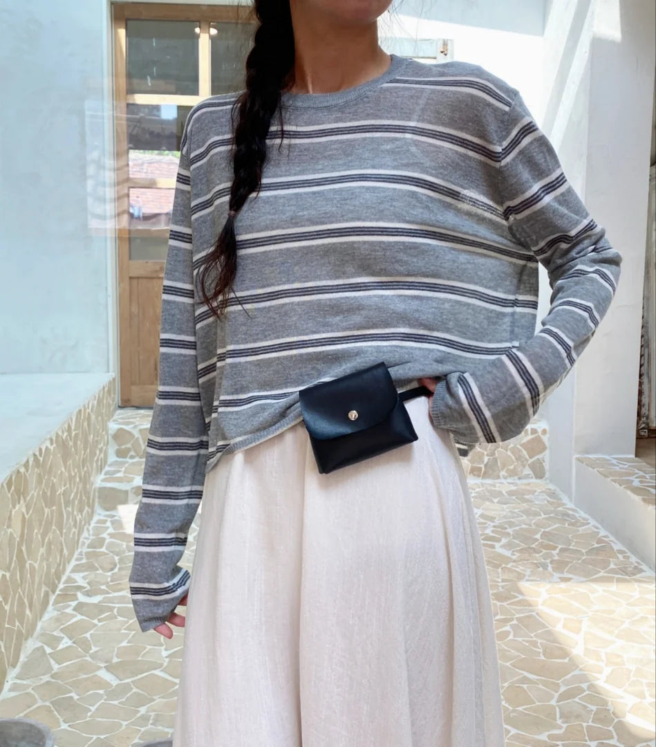 * Linen Stripe Knit Top