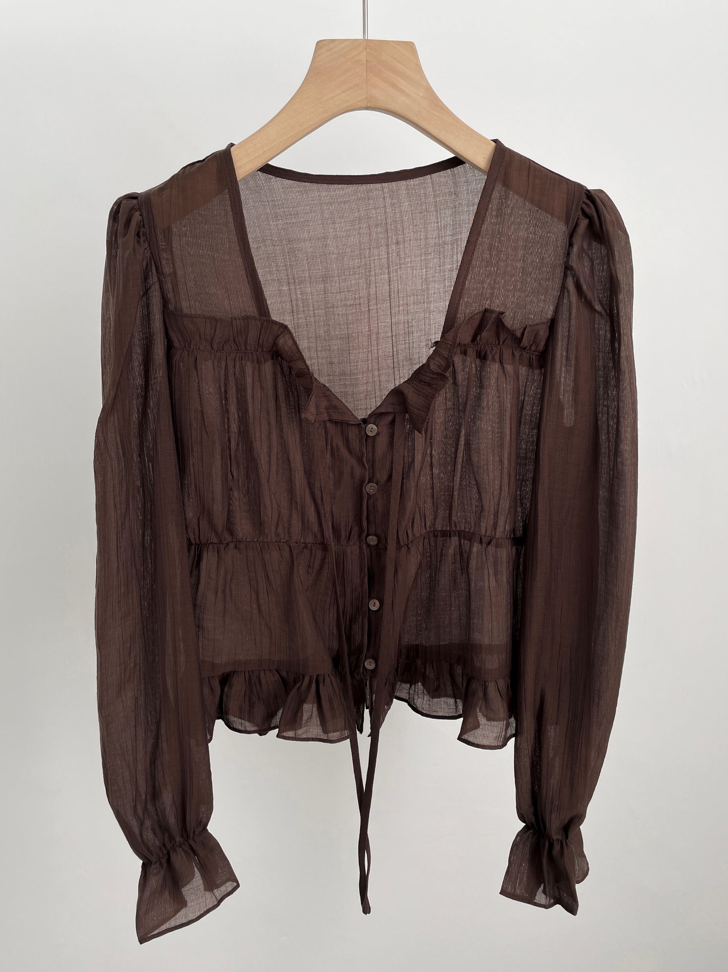 * Frill Cardigan Blouse