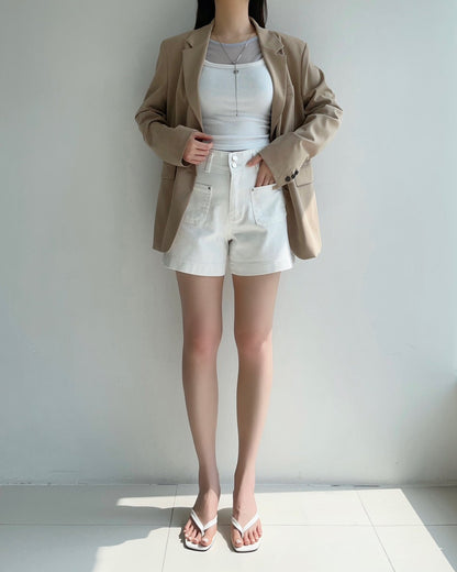 * High Band Front Pocket Shorts