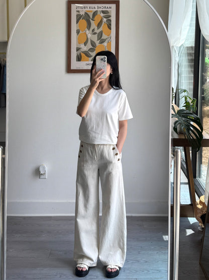 Three Button Ivory Pants - AdoreMeU