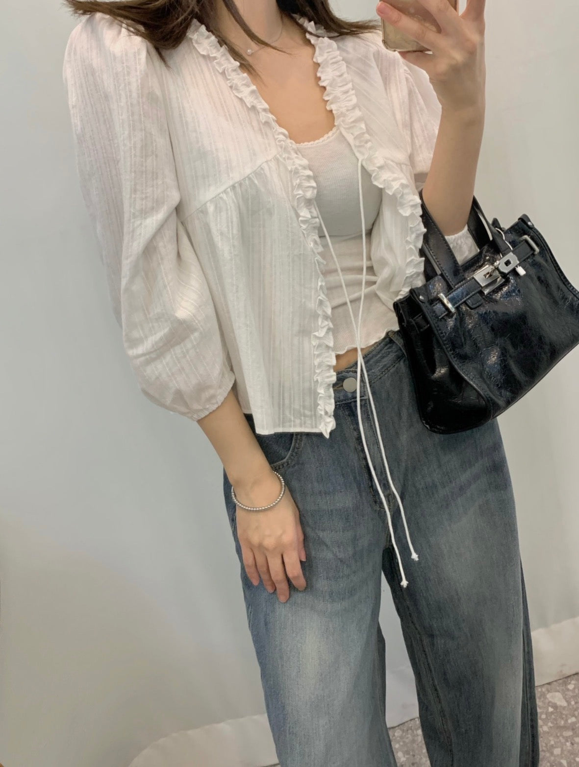*Lovely Ruffle Cardigan Blouse