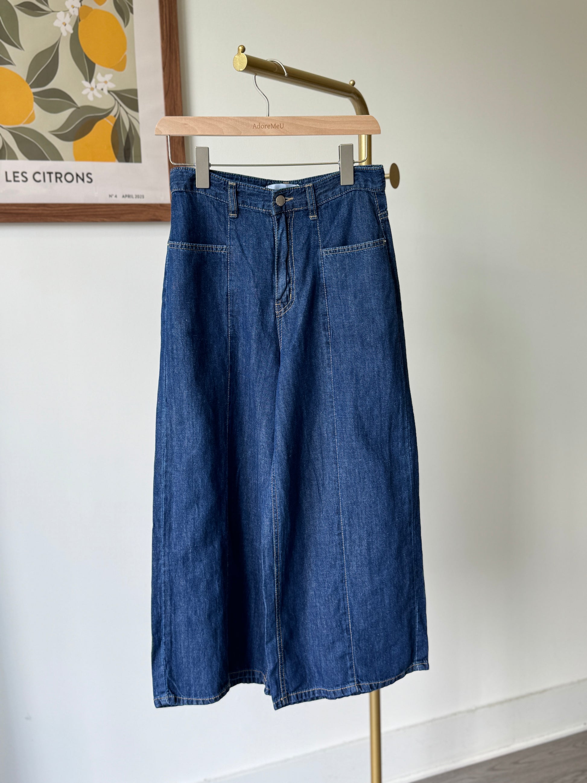 Linen Denim Front Seam Pocket Pants - AdoreMeU