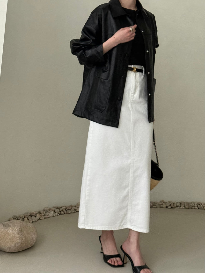 Faux Leather Half Jacket
