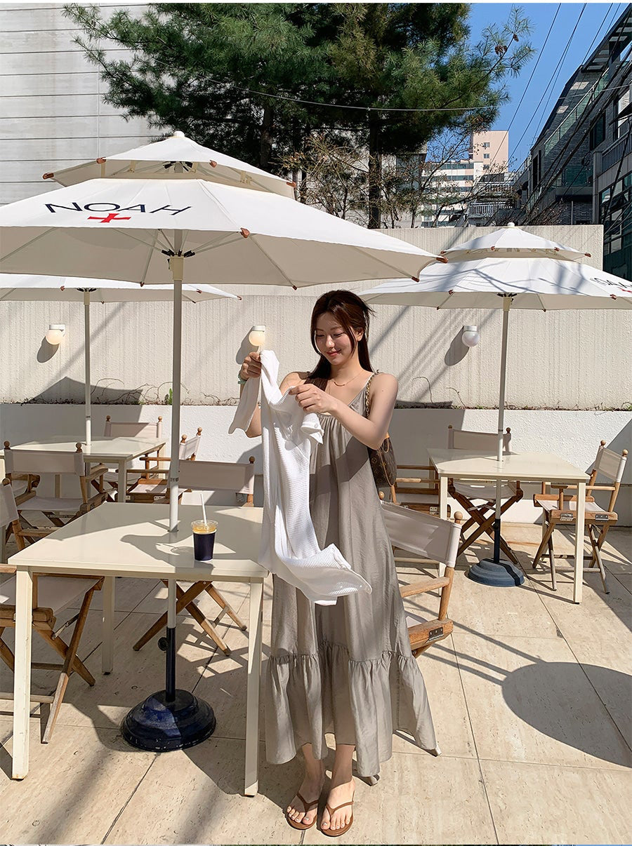 *Airy Strap Long Dress