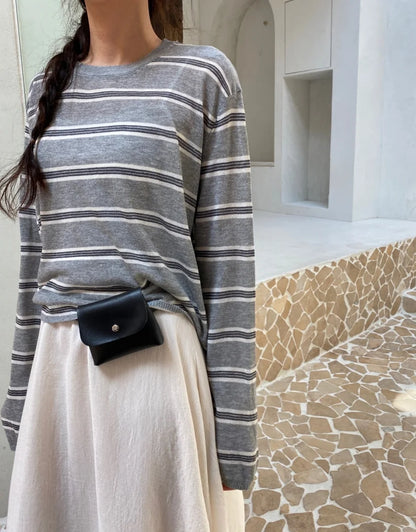 * Linen Stripe Knit Top