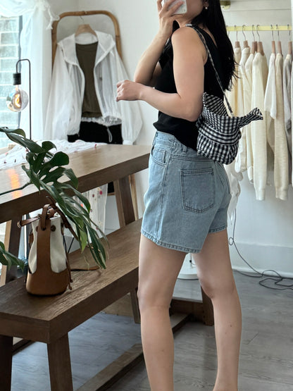 4-Inch Back Elastic Denim Shorts - AdoreMeU