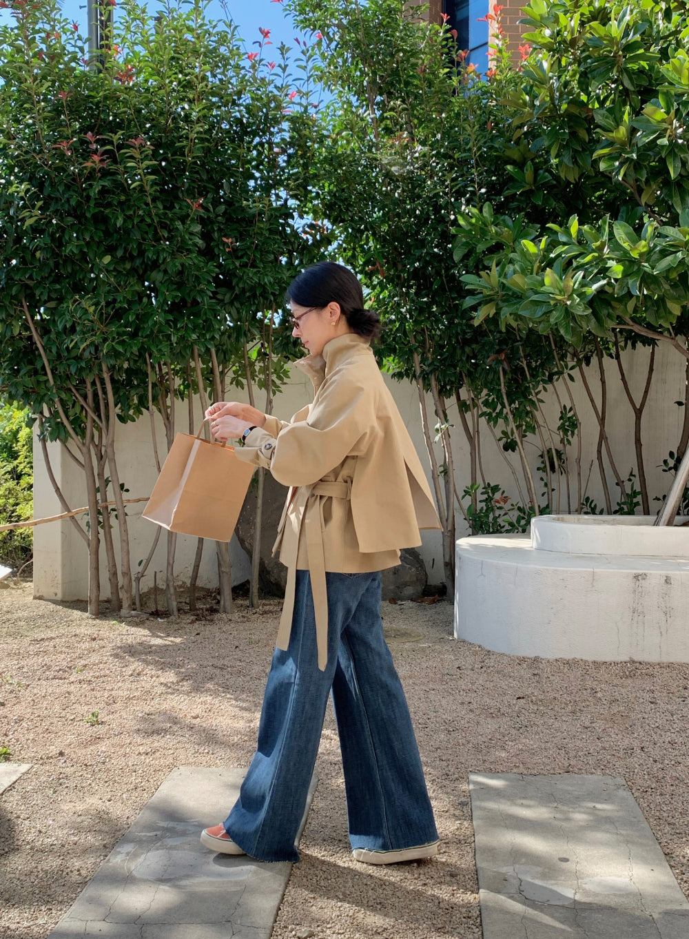 High-Neck Short Trench Jacket