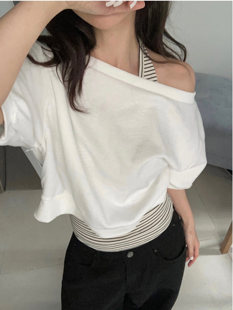 * Halter Layered Sweatshirt Set