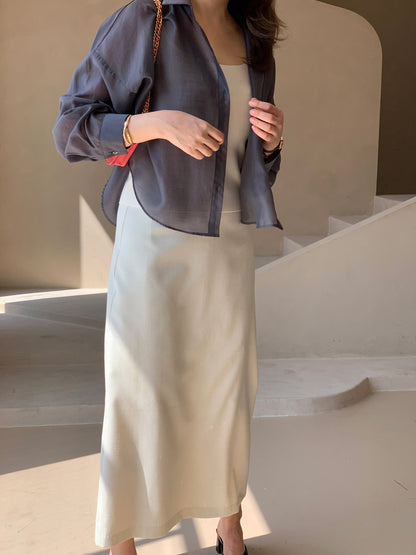 Mood Button Linen Skirt (~7/16)