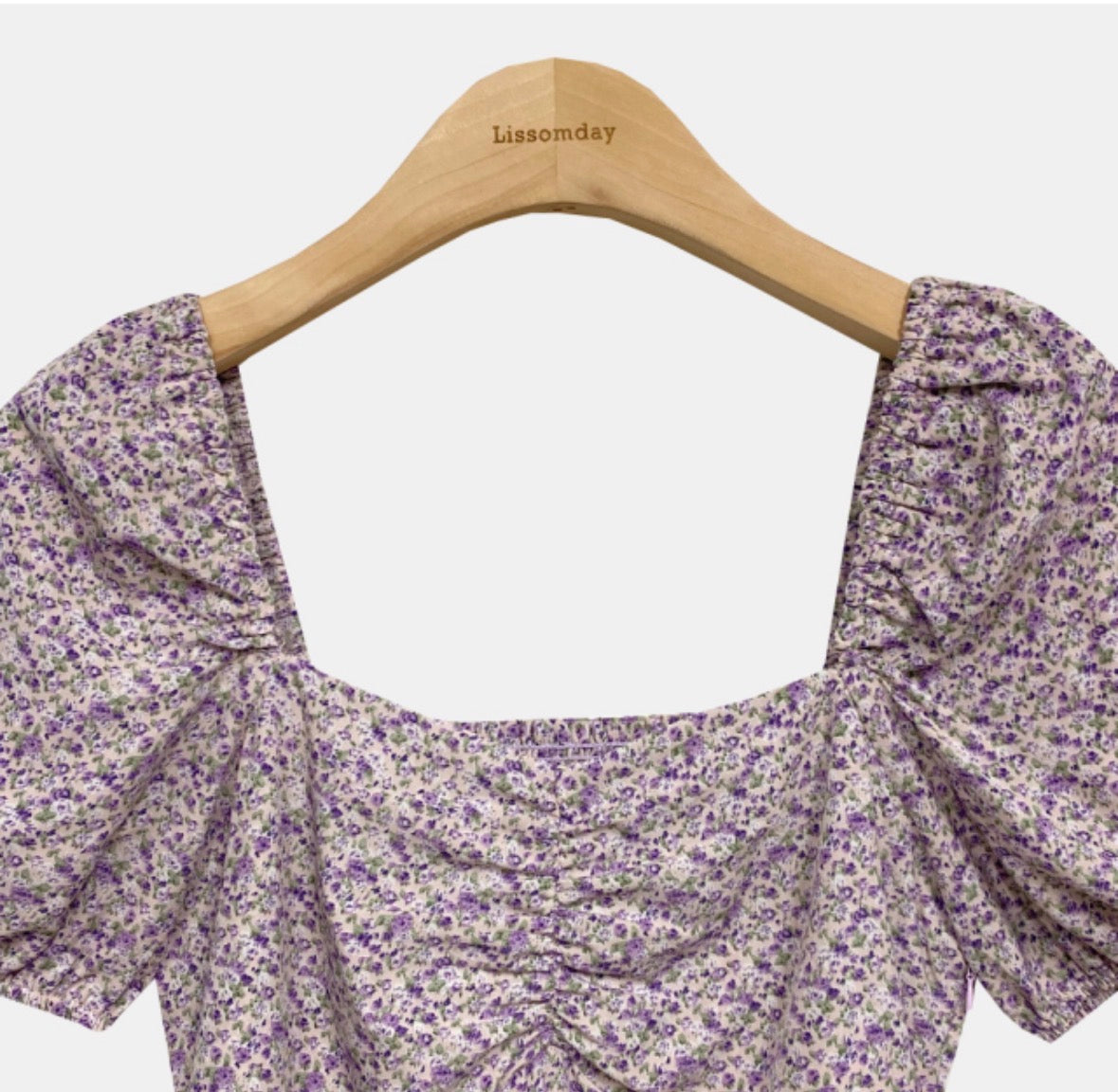 * Lavender Floral Puff Dress