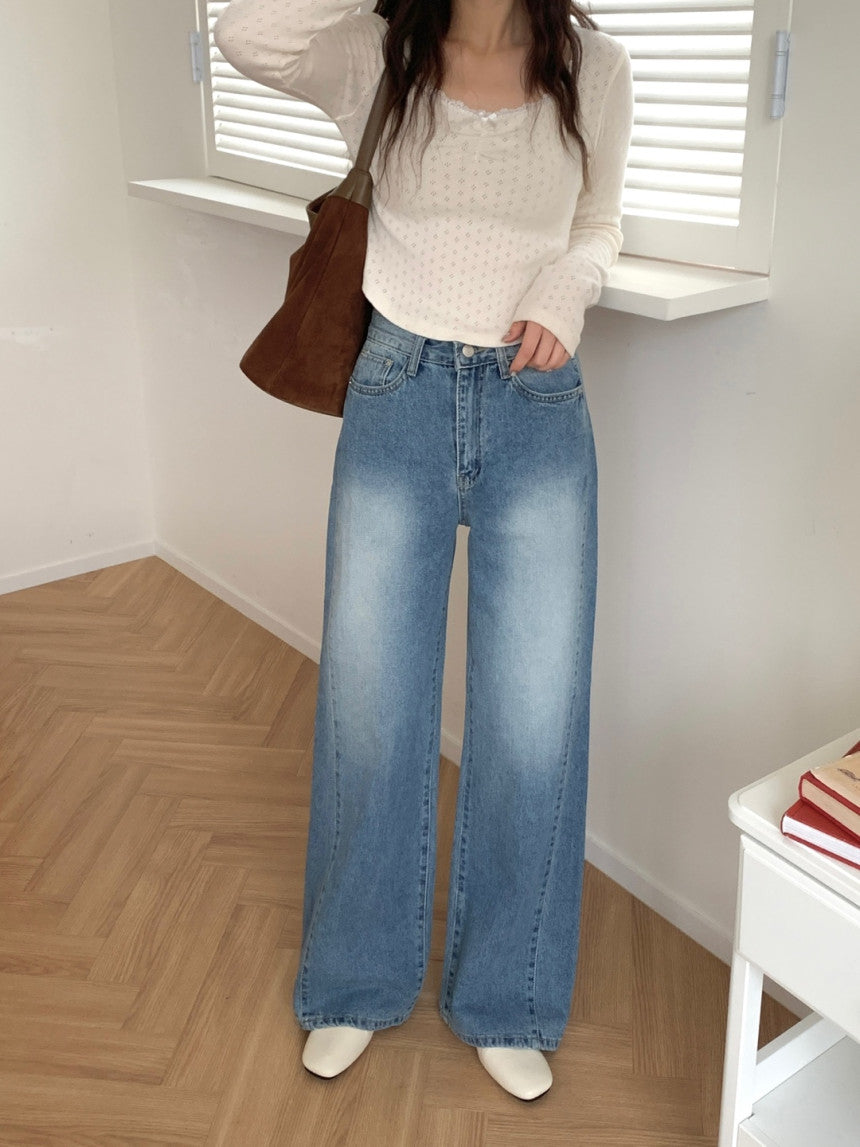 * light blue semi-wide denim