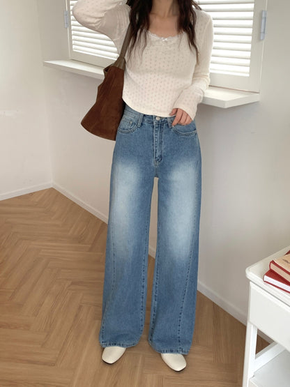 * light blue semi-wide denim