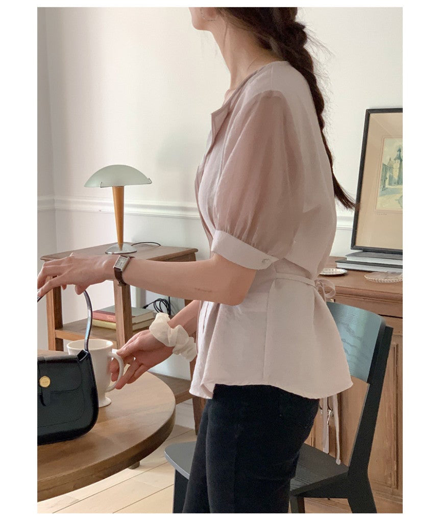 *Slim Pintuck Summer Blouse
