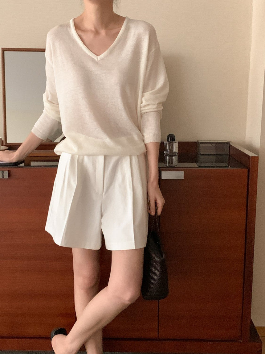 * Summer Linen V-neck Knit