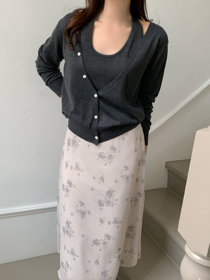 * Floral Midi Skirt