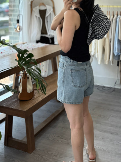 4-Inch Back Elastic Denim Shorts - AdoreMeU