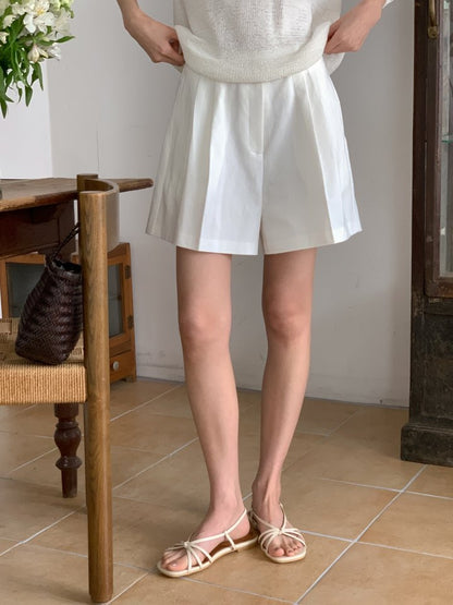 * Pintuck Cotton Shorts