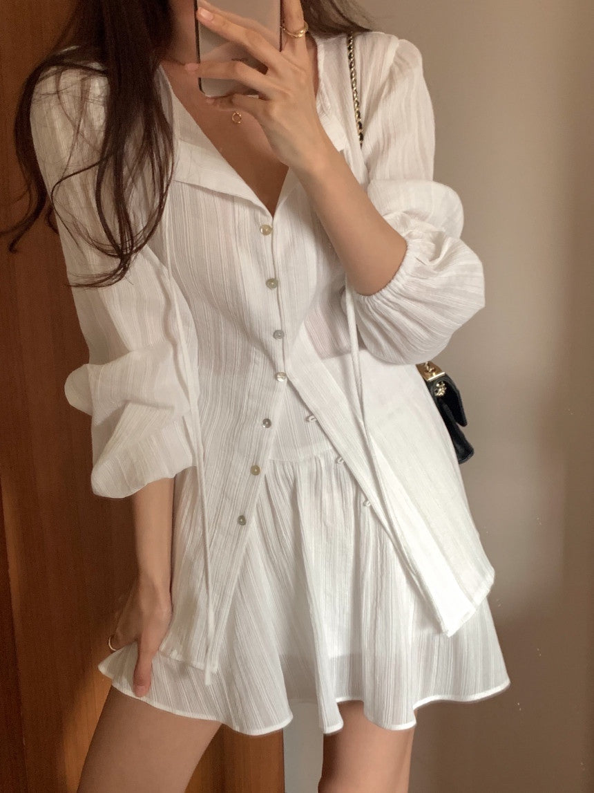 *Feminine Frill Blouse & Skirt Set