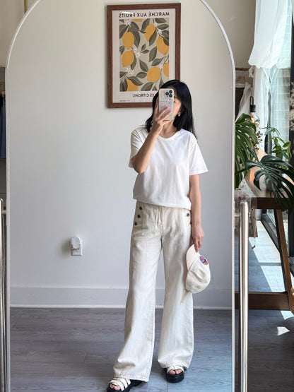 Three Button Ivory Pants - AdoreMeU
