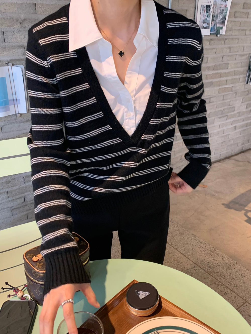 *셔츠 레이어드 니트 탑