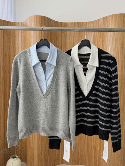 *셔츠 레이어드 니트 탑