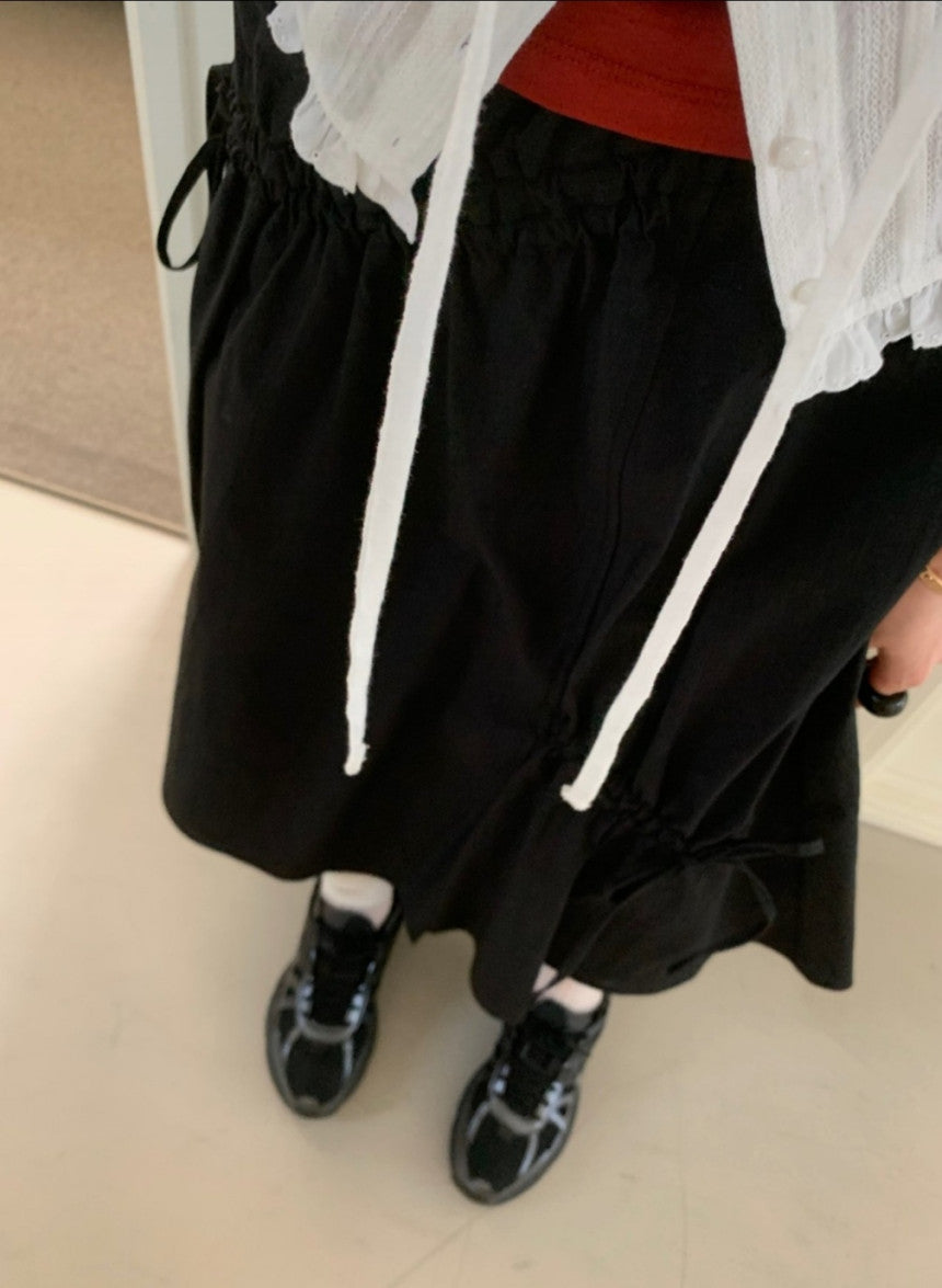 * Shirring Detail Flare Skirt
