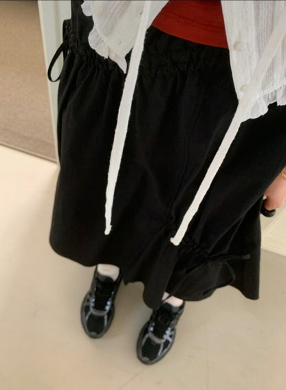 * Shirring Detail Flare Skirt