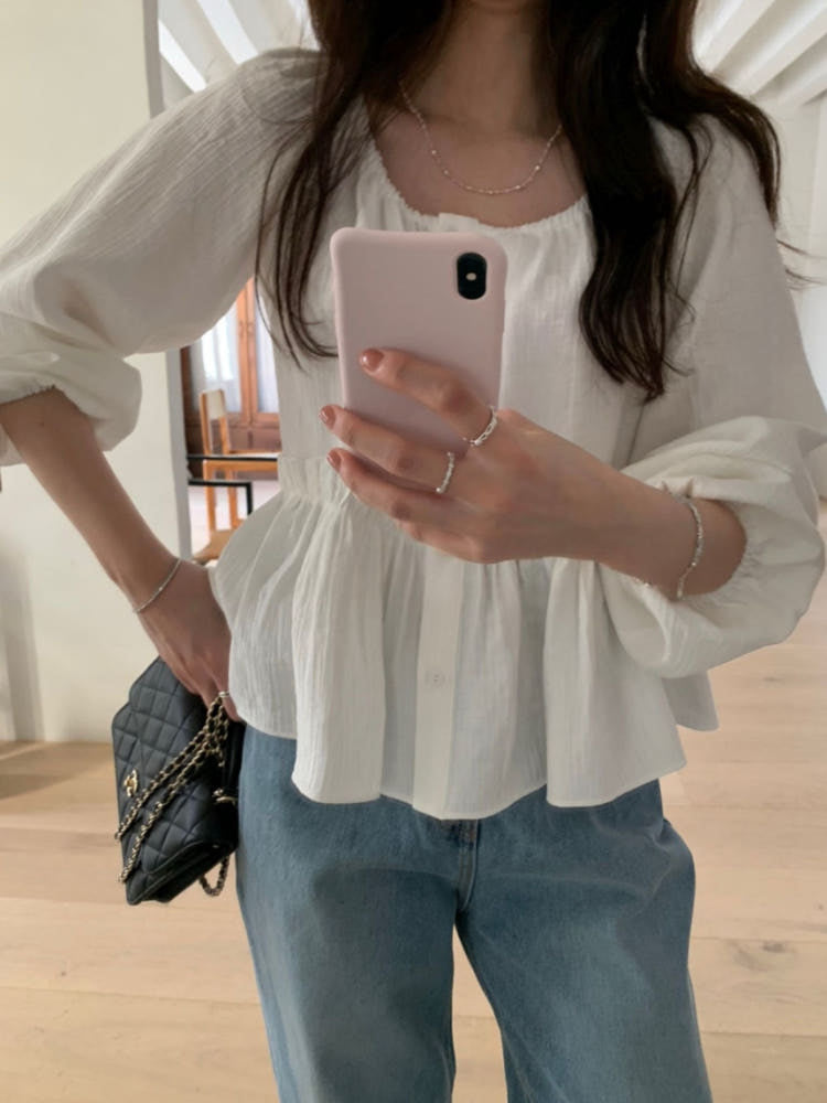 * Luna Shirring Frill Blouse