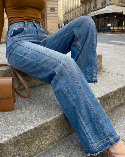 Banding Wide Denim (Medium Wash )