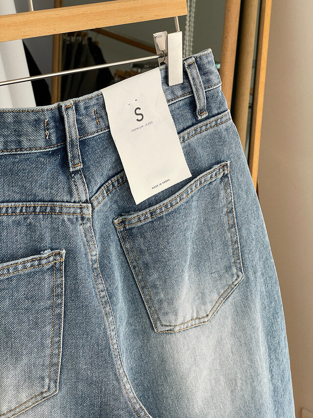 * Damaged Denim Bermuda Shorts