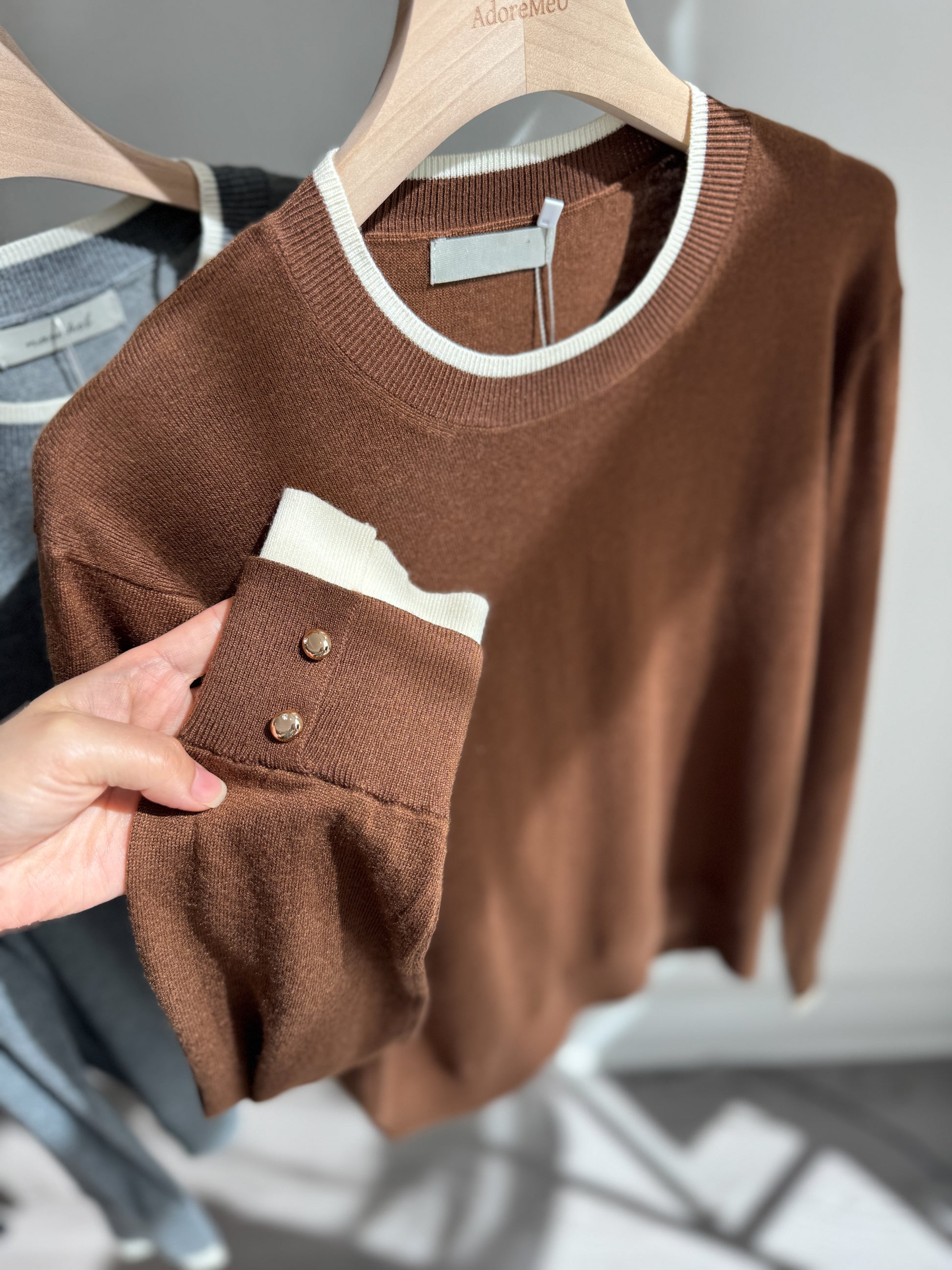 Sleeve Button Knit Top - AdoreMeU