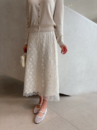*Floral Lace Long Skirt