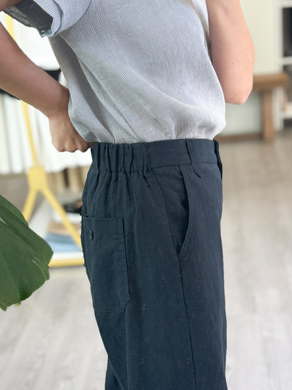 8/10 Linen Back-Band Pants - AdoreMeU