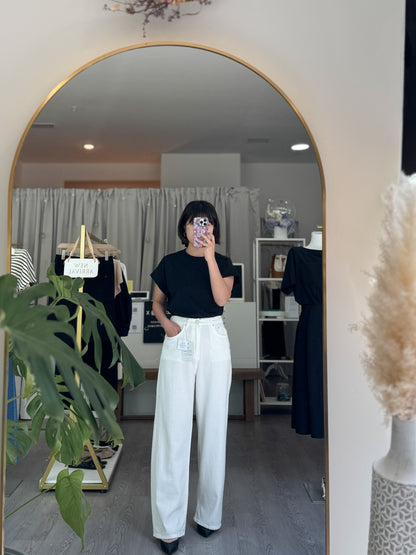 Linen Wide White Pants - AdoreMeU
