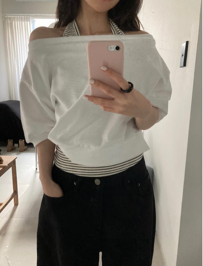 * Halter Layered Sweatshirt Set