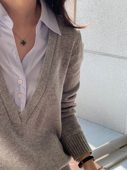 *셔츠 레이어드 니트 탑
