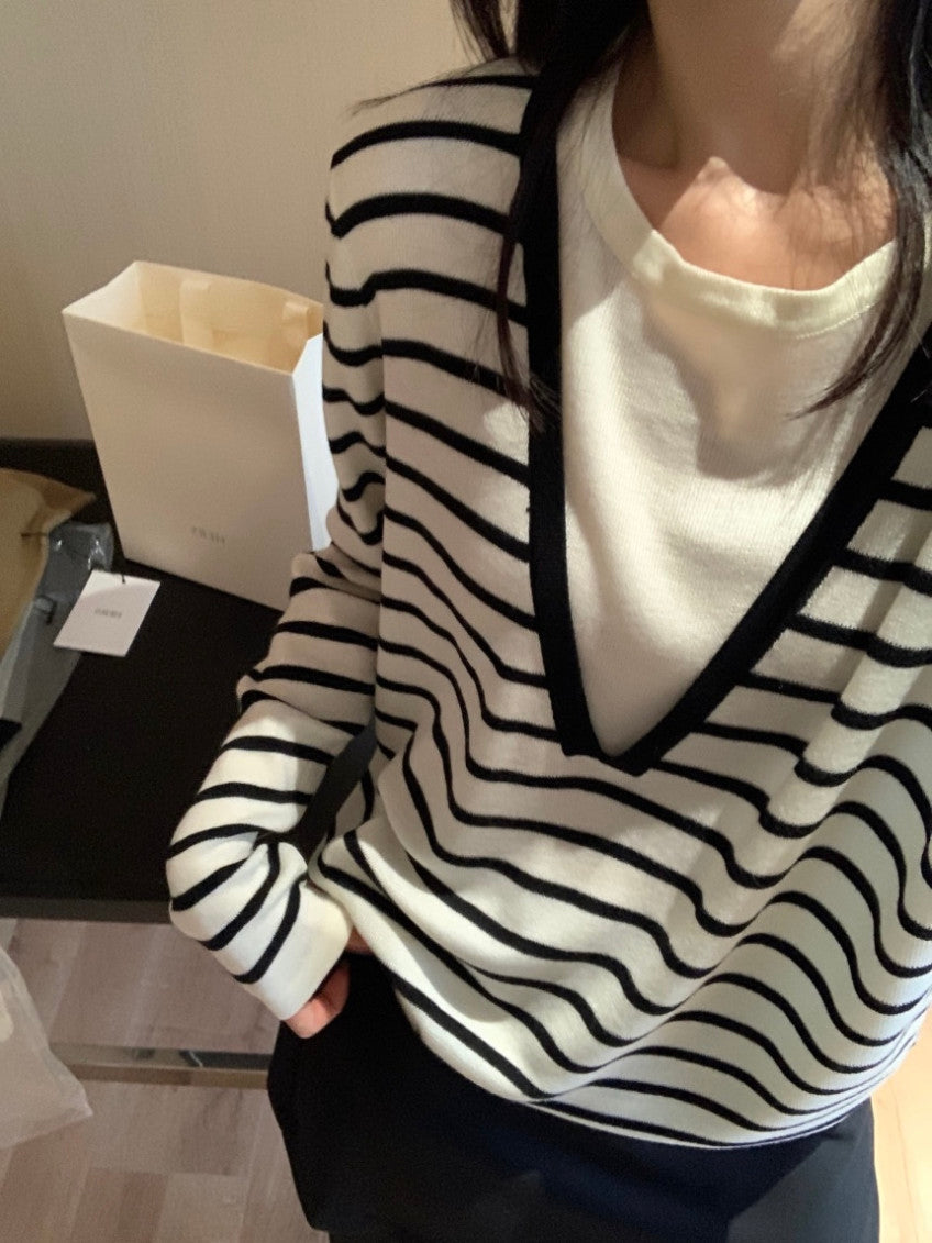 *   Layered V-Neck Knit