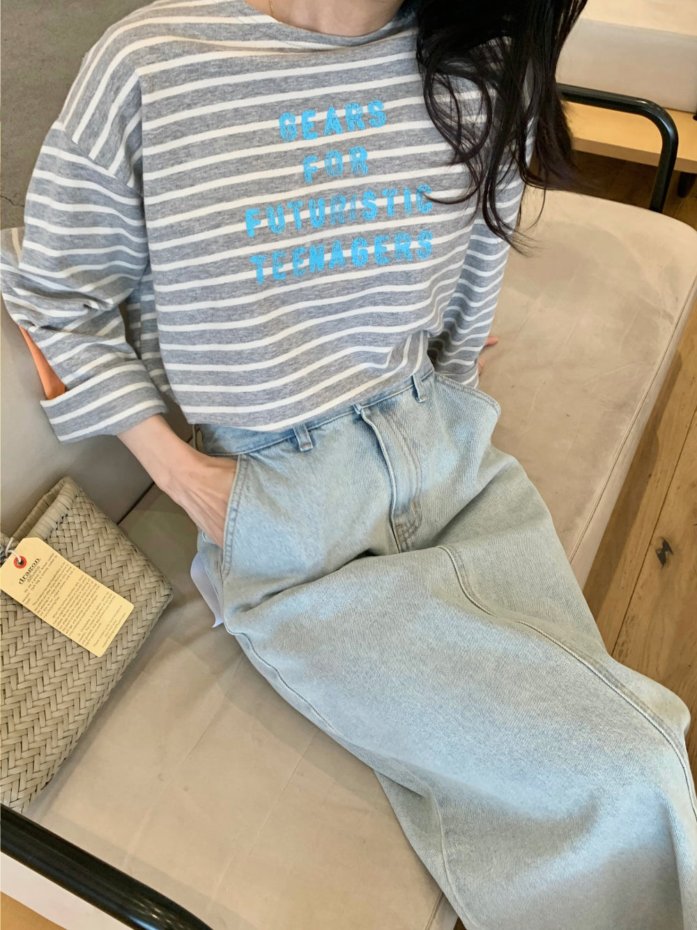 *Stripe Lettering T-Shirt