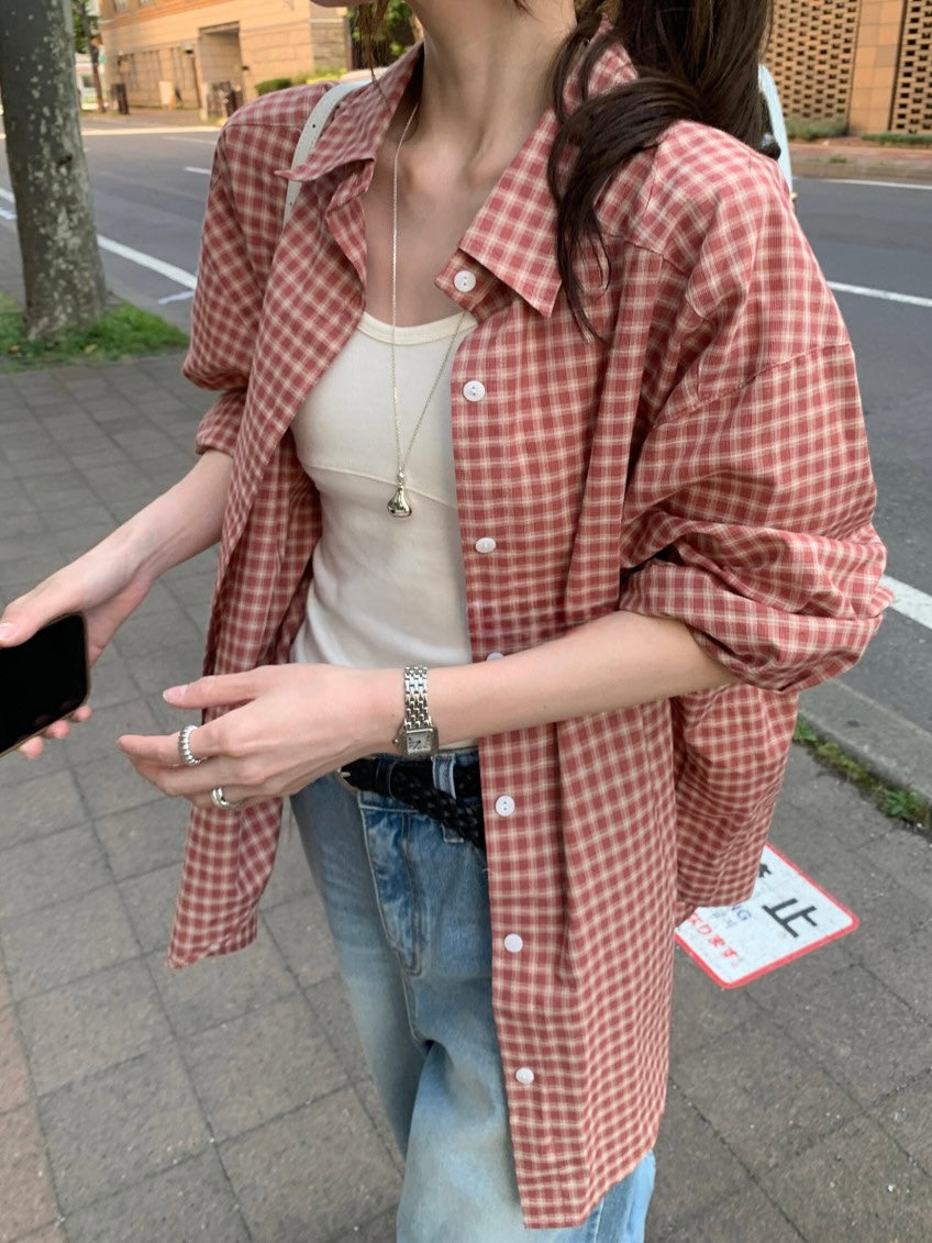 * Autumn Check Oversized Shirt