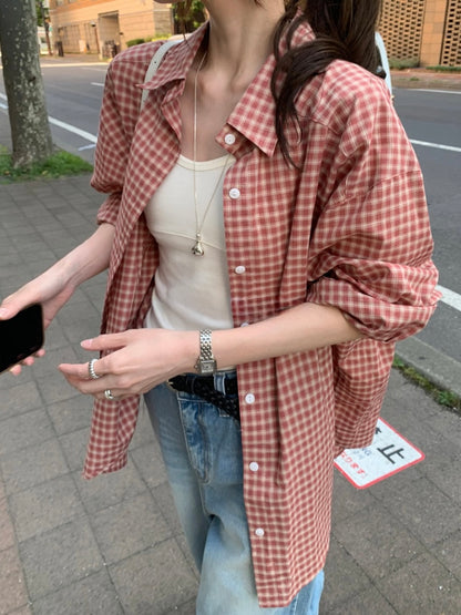 * Autumn Check Oversized Shirt