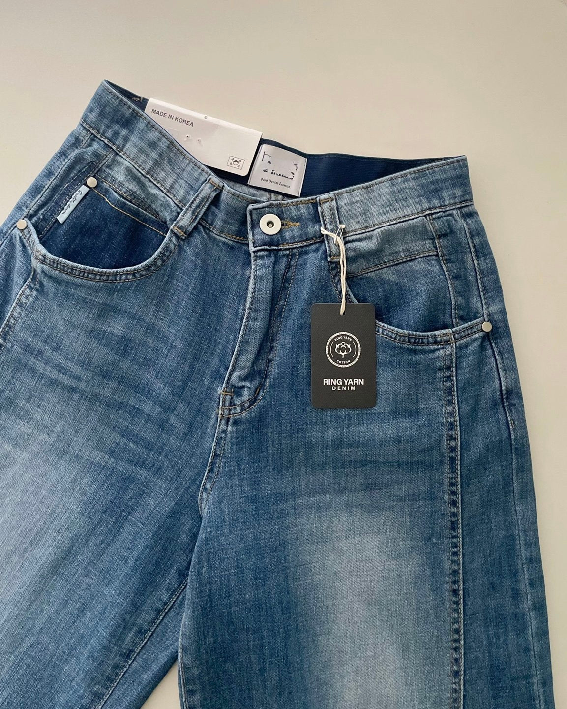Banding Wide Denim (Medium Wash )