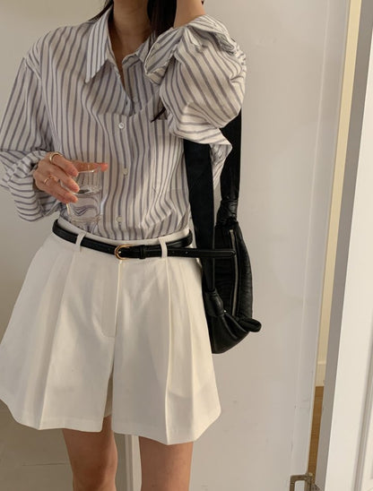 * Pintuck Cotton Shorts