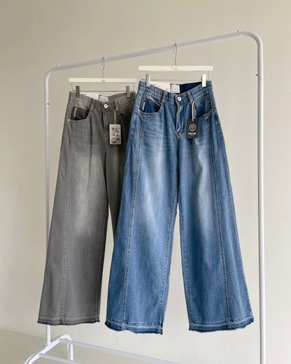 Banding Wide Denim (Medium Wash )