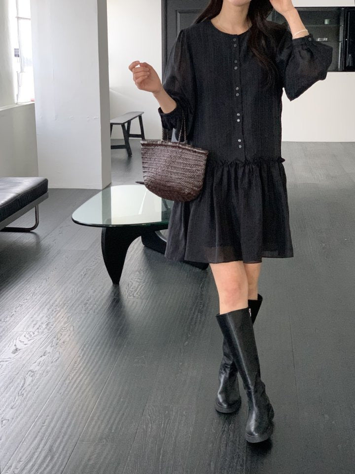 * Luna Frill Shirred Dress