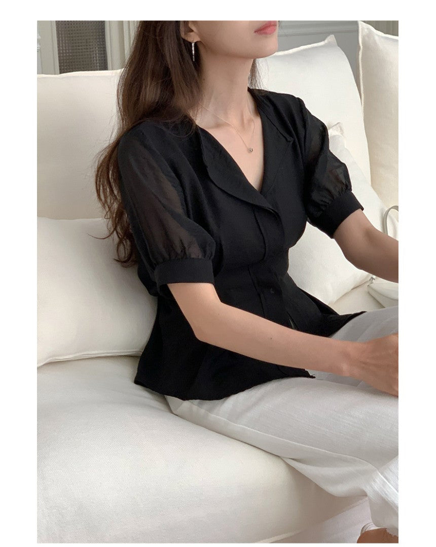 *Slim Pintuck Summer Blouse