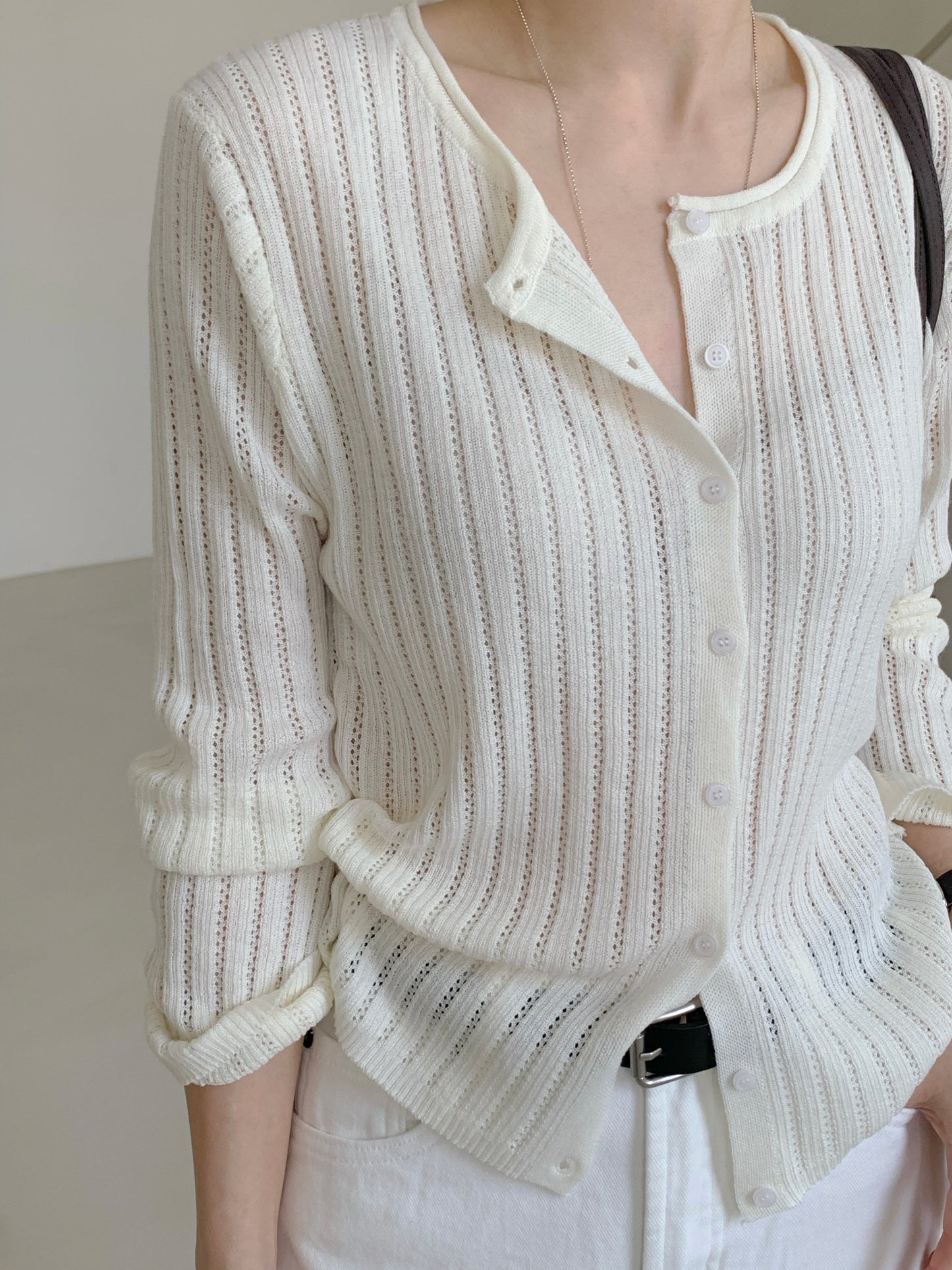 * Punching Knit Summer Cardigan