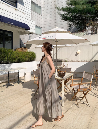 *Airy Strap Long Dress
