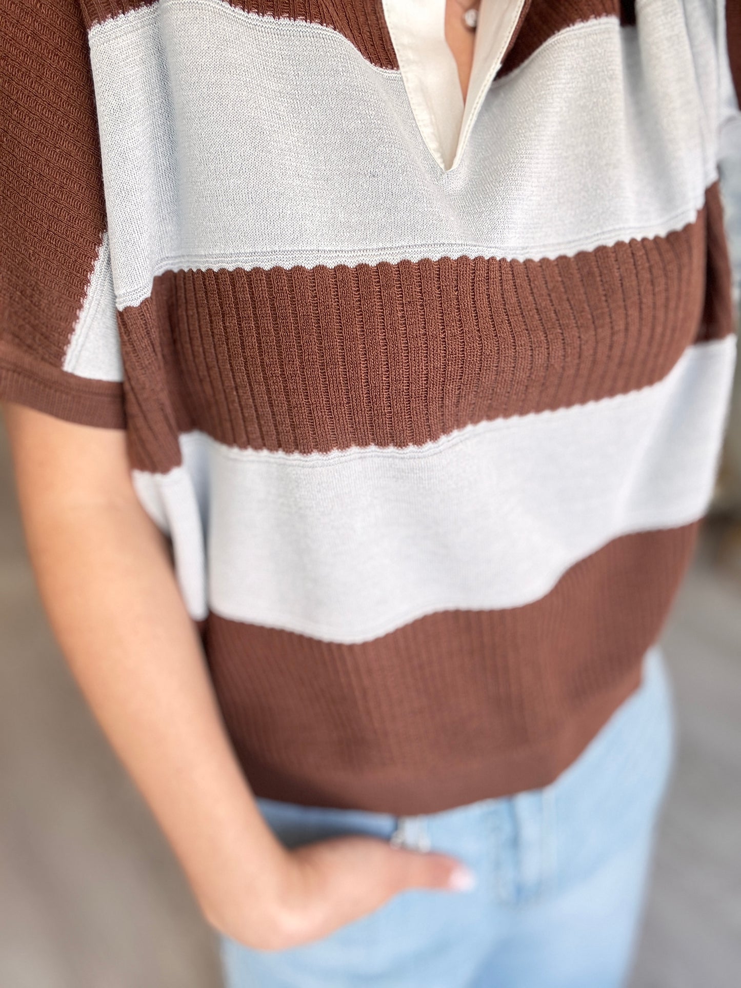 Stripe Collar Summer Knit(~7/9)