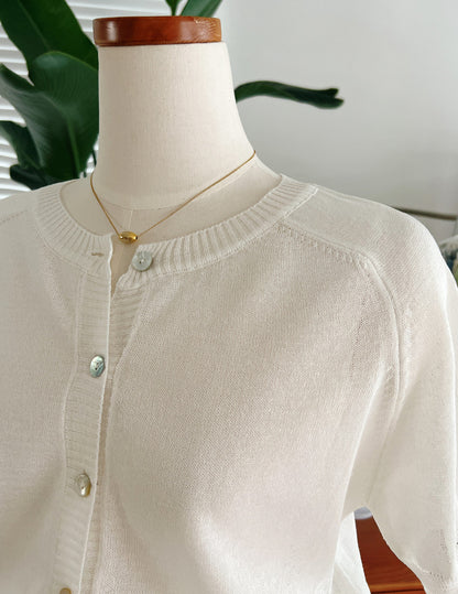 * Linen Raglan Knit Cardigan